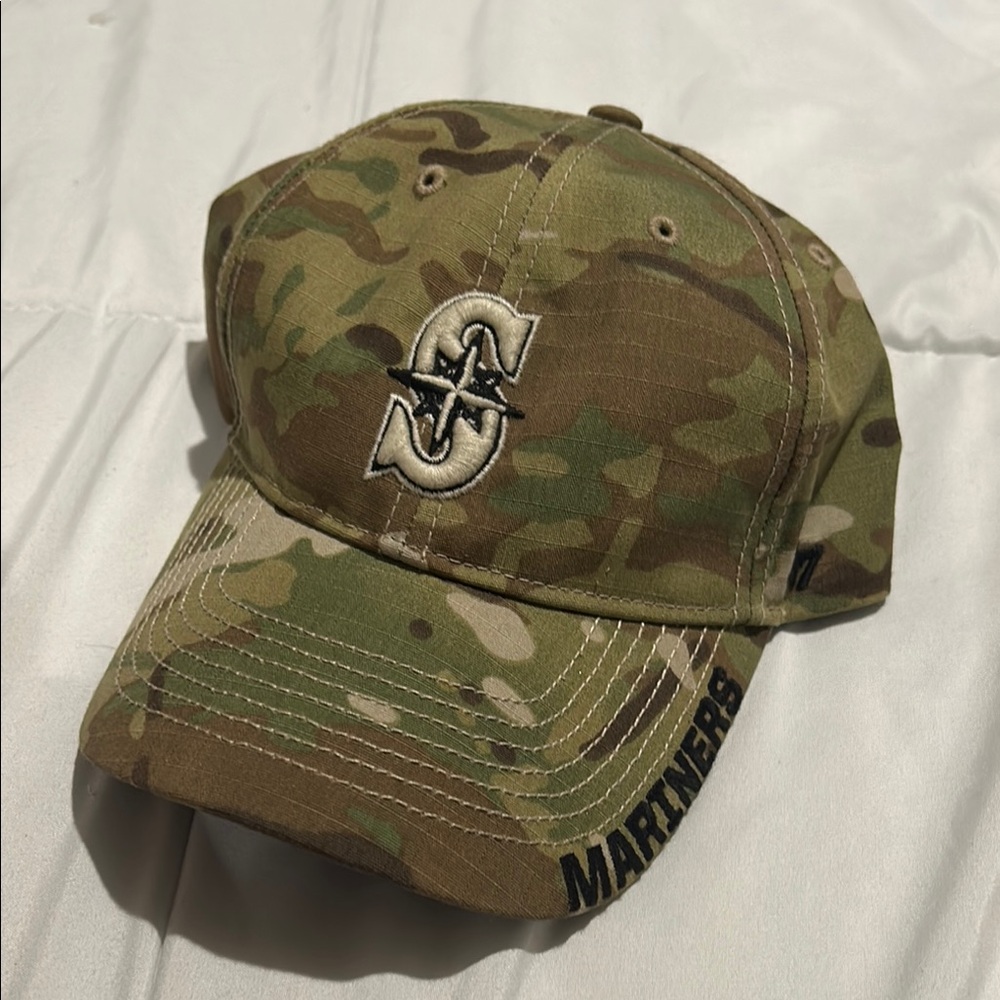 Camo Baseball hat with Mariners Logo